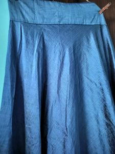 Blue A-Line Midi Skirt