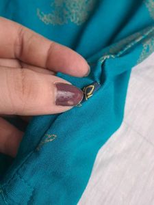 Sea green dailywear kurta with botanical print