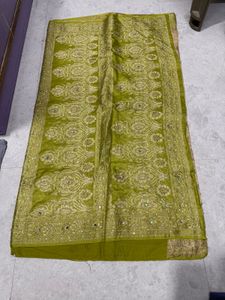 Embroidered Silk Saree with Mirror Work
