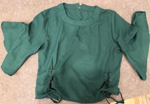 Green Lace-Up Ethnic Kurta