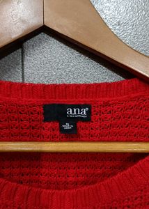 Crochet Red Knit Pullover