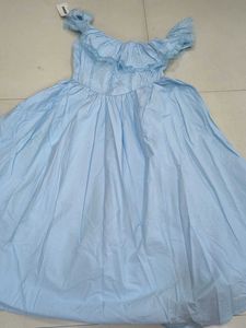 Light Blue Ruffled Off-Shoulder Dress