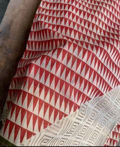 Red Geometric Print Saree