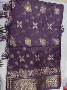 Designer Purple Saree with Tassels