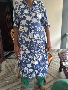 Blue &amp; White Floral Button-Up Shirt Max XL
