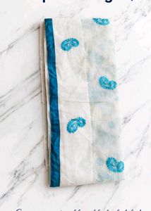 Embroidered saree with Pom Po