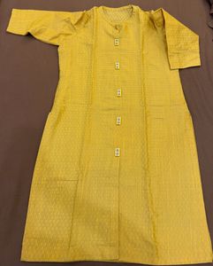 Yellow Jacquard Kurta