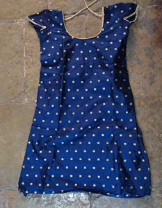Elegant Blue Kurti with Gold Square Print