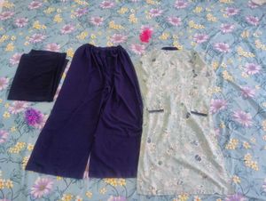 Light Blue Floral Kurta Set