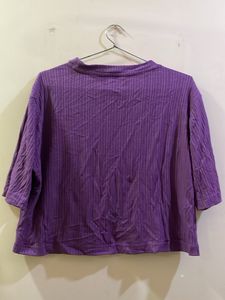 purple striped top