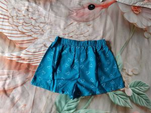 Blue Heart Print Shorts