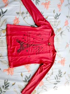 Red Eiffel Tower Long Sleeve Top