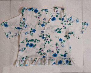 Floral Print Ruffle Hem Top