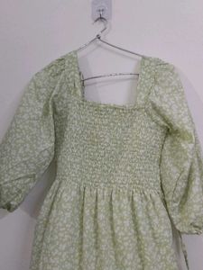 Floral Smocked Square Neck Dress
