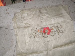 Elegant Embroidered Silk Saree Blouse(unstitched)