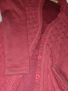 Maroon Knit Cardigan  Eten sweater (M size)