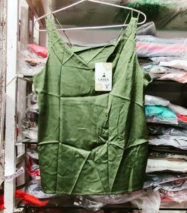 Olive Green Satin Cami Top