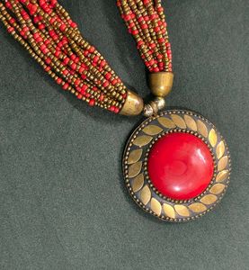 Red &amp; Gold Beaded Necklace