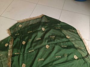 2dupata hai Elegant  Emerald Green Embroidered Sar