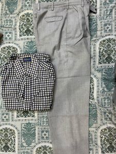 Plaid Shirt and Trousers Set