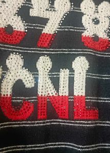 Striped Knit Sweater with Embellishments