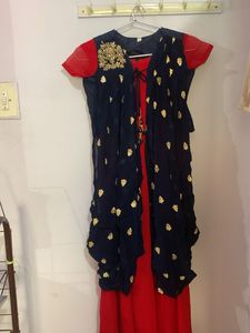 Elegant Red & Navy Indian Kurti Set
