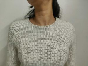 Chic White Textured Long Sleeve winter Dress