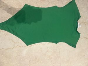 Solid Green Sleeveless Bodysuit