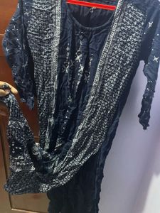 Navy Blue Printed Kurta