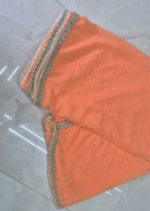 Beautiful Orange Embroidered Saree