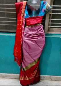 Beautiful pink silk saree
