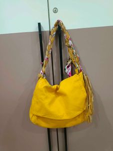 Bright Yellow Hobo Bag with Scarf Strap