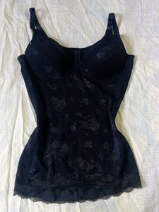 Black Floral Lace Trim Shapewear Camisole