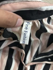 Striped Twist Front Crop Shirt
