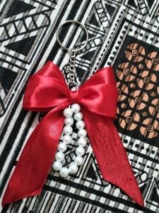 Red Bow &amp; Pearl Keychain combo of 3