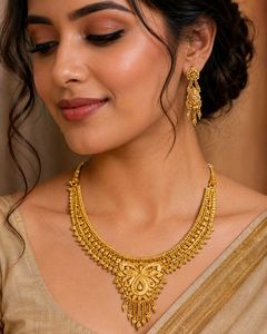 Elegant Gold Necklace & Earring Set