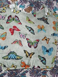 Butterfly Print Top with Lace Detail