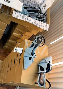 Zara Denim Slingback Heels
