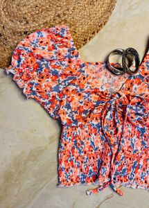 Floral Tie-Front Top