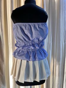 Blue Gingham Smocked Bandeau Top &amp; Skirt Set