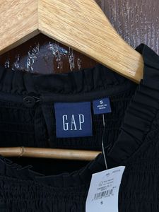 GAP Black Smocked Midi Dress