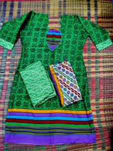 Green Printed Kurta Set