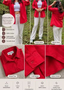 Sassafras Red Oversized Cotton Shirt