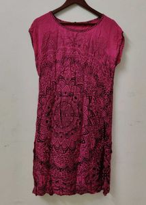 Vibrant Pink Mandala Print Dress