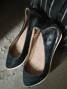 Classic Black Ballerina Wedges