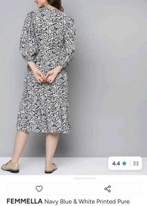 Blue &amp; White Printed Midi Dress (Never worn)