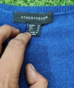 Imported Blue V-Neck Pullover Sweater