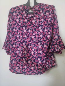 Floral Print Bell Sleeve Top