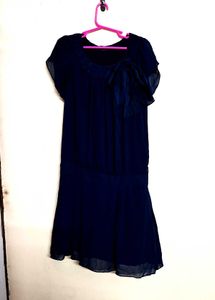 Elegant Navy Blue Chiffon Dress