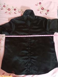 Black satin branded shirt Xxl